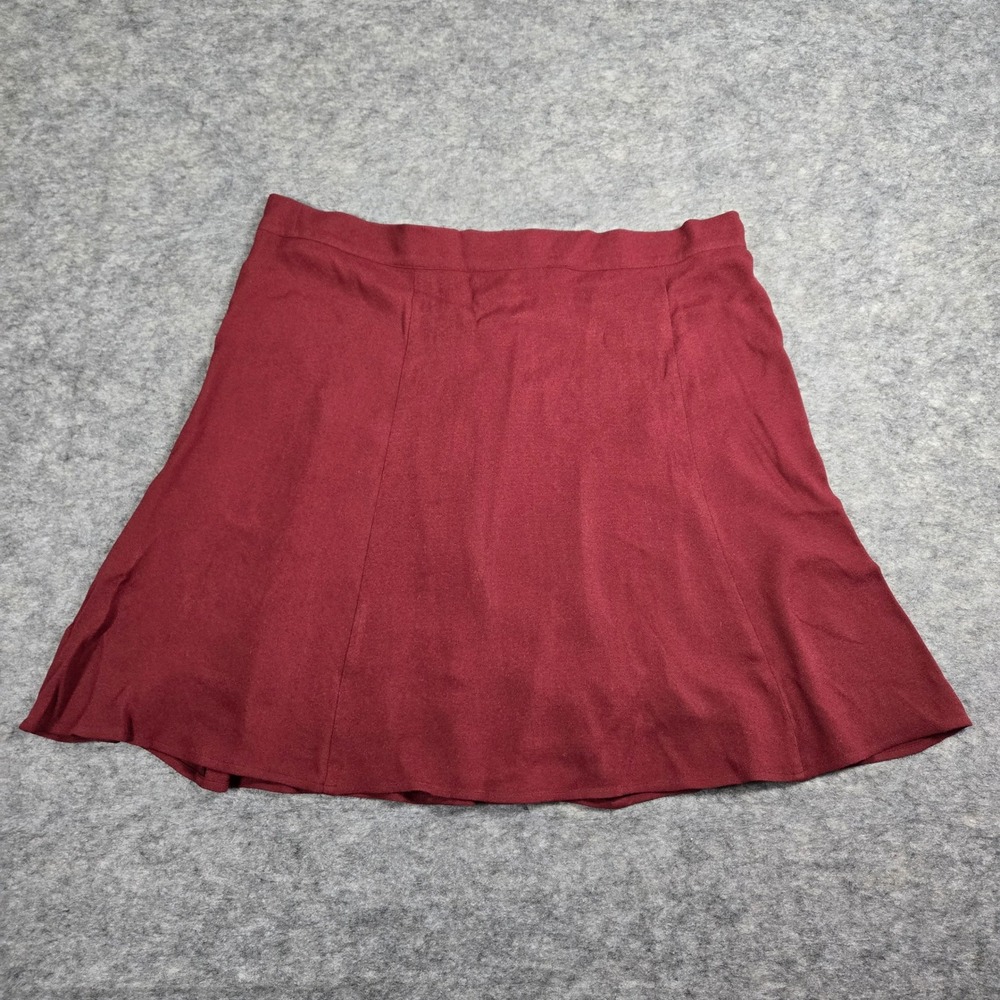 Quince Women Burgundy Viscose Flared Minimalist Mini Skirt Size M
